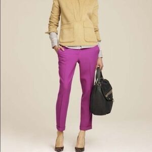 J. Crew Wool Cafe Capri Trousers Bright Dahlia Pants Women’s 4